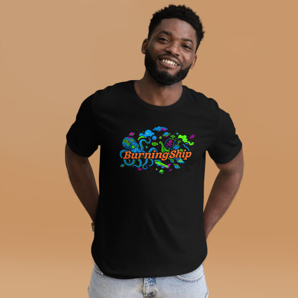 Sky Kraken vs. the High Seas – Burning Ship Camp Tee - Image 3