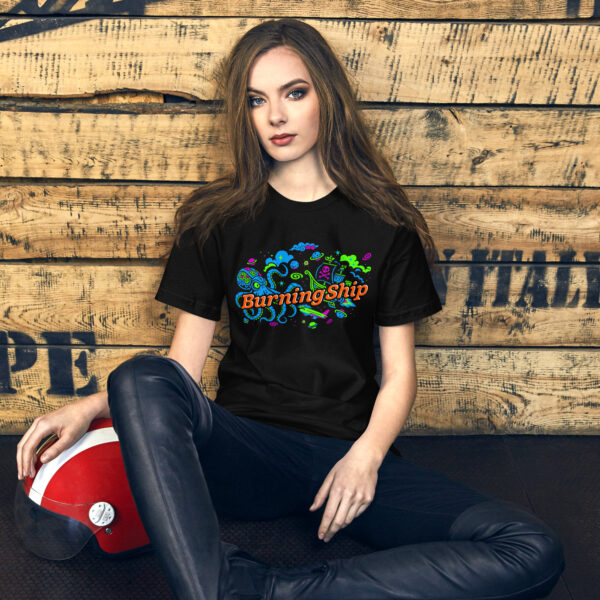 Sky Kraken vs. the High Seas – Burning Ship Camp Tee - Image 2