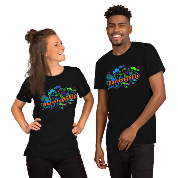 Sky Kraken vs. the High Seas – Burning Ship Camp Tee - Image 5